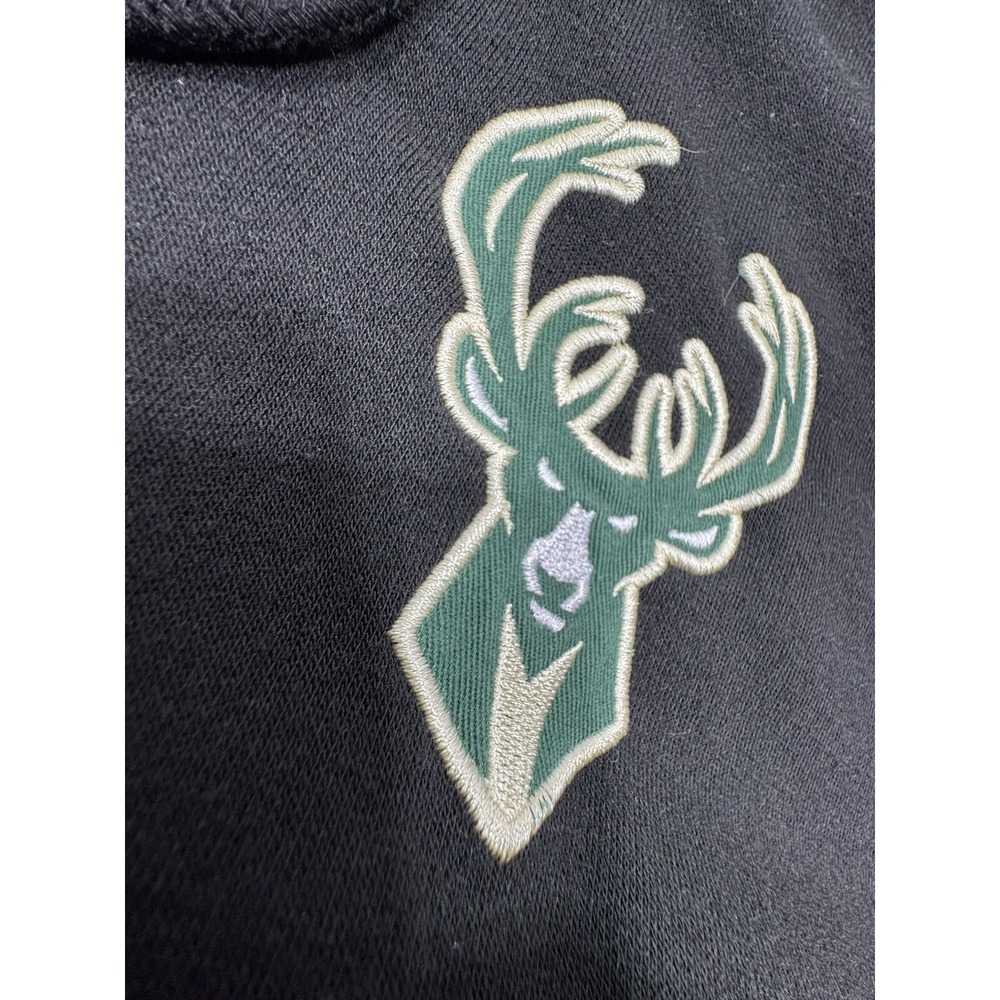 NBA Milwaukee Bucks Mens Full Zip Black Hooded Sweatshirt Size L/XL Authentic - Picture 5 of 9